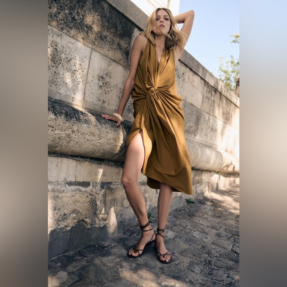 Zara Mustard Halter Dress